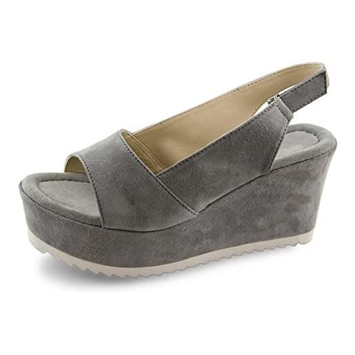 Marc Shoes juna, sandali con plateau donna, grigio (kid suede light grey 00740), 37 eu