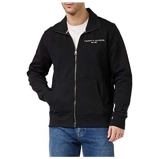 Tommy Hilfiger cardigan giacca in maglia con zip uomo tommy logo cerniera, nero (black), xs