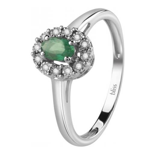 Bliss anello regal in oro bianco con diamanti e smeraldo