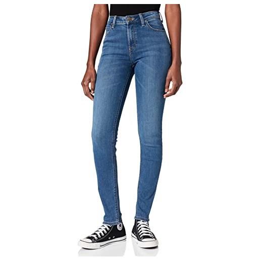 Lee scarlett high jeans skinny, blu (polished indigo), 25w / 31l donna