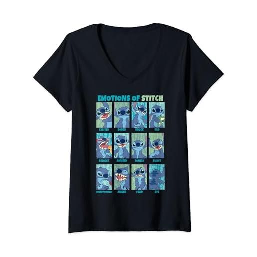 Disney donna Disney lilo & stitch emotions of stitch box up maglietta con collo a v