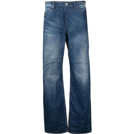Y/Project jeans dritti navy lazy a strati - blu