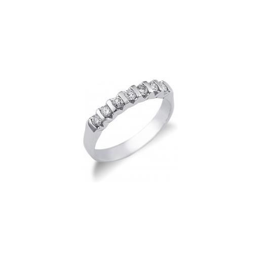 Gioielli di Valenza anello veretta a 7 pietre in oro bianco 18k con diamanti ct. 0,40