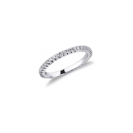 Gioielli di Valenza anello eternity a griffe in oro bianco 18k con diamanti da 0,01 ct