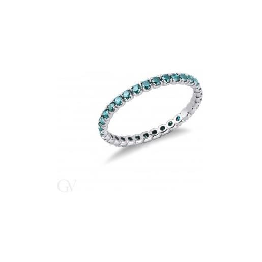 Gioielli di Valenza anello eternity in oro bianco 18k con diamanti blu