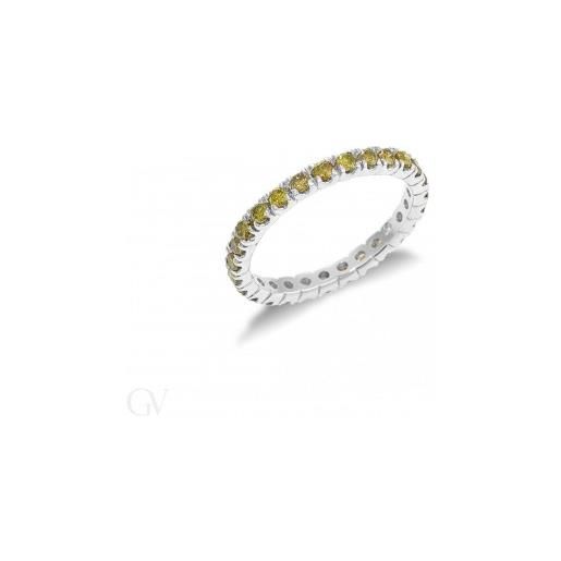 Gioielli di Valenza anello eternity in oro bianco 18k con diamanti gialli