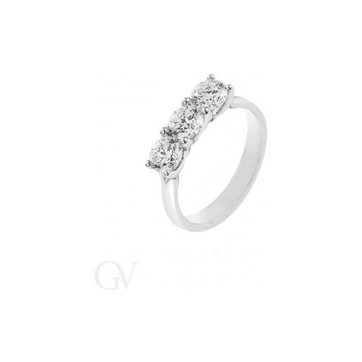 Gioielli di Valenza anello trilogy in oro bianco 18k con diamanti ct. 1,50