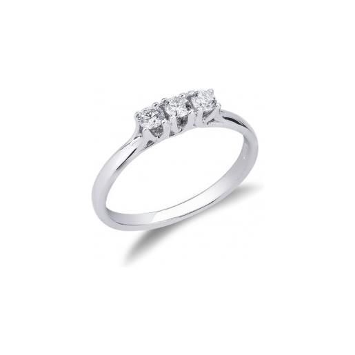 Gioielli di Valenza anello trilogy in oro bianco 18k con diamanti, 0,25 ct