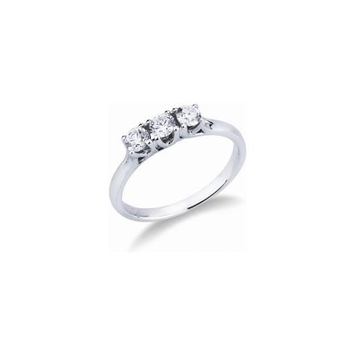 Gioielli di Valenza anello modello trilogy in oro bianco 18k con diamanti 0,45 ct
