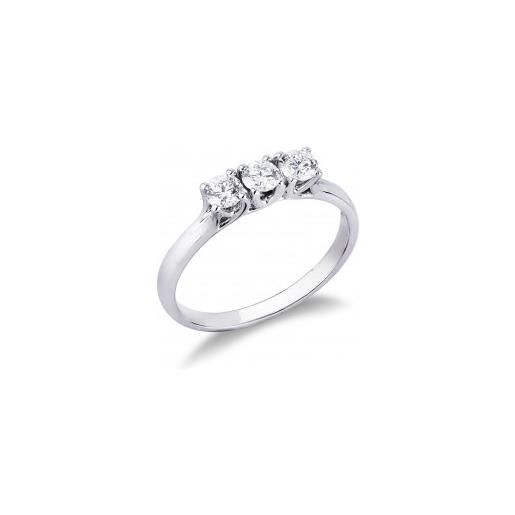 Gioielli di Valenza anello trilogy in oro bianco 18k con diamanti, 0,60 ct
