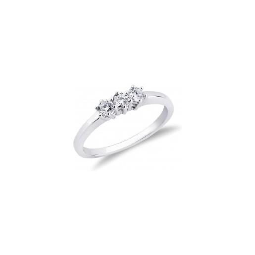 Gioielli di Valenza anello trilogy in oro bianco 18k con diamanti ct. 0,20