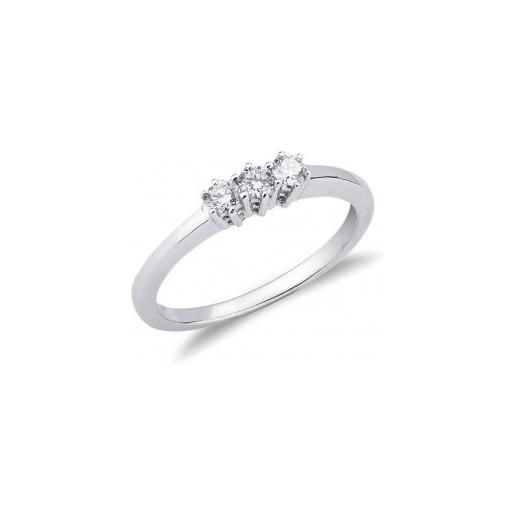 Gioielli di Valenza anello trilogy in oro bianco 18k con diamanti ct. 0,25