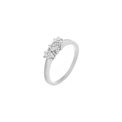 Gioielli di Valenza anello modello trilogy in oro bianco 18k con diamanti ct. 0,45