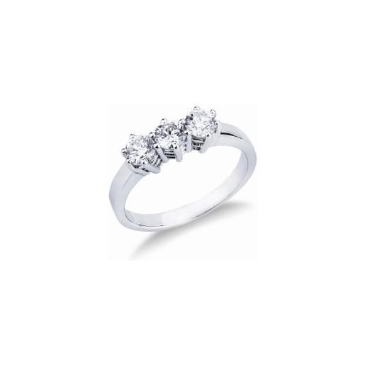 Gioielli di Valenza anello modello trilogy in oro bianco 18k con diamanti ct. 0,75