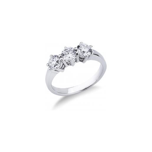 Gioielli di Valenza anello trilogy classico in oro bianco 18k con diamanti ct. 1,20