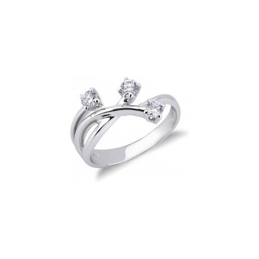 Gioielli di Valenza anello trilogy in oro bianco 18k con diamanti, 0,35 ct
