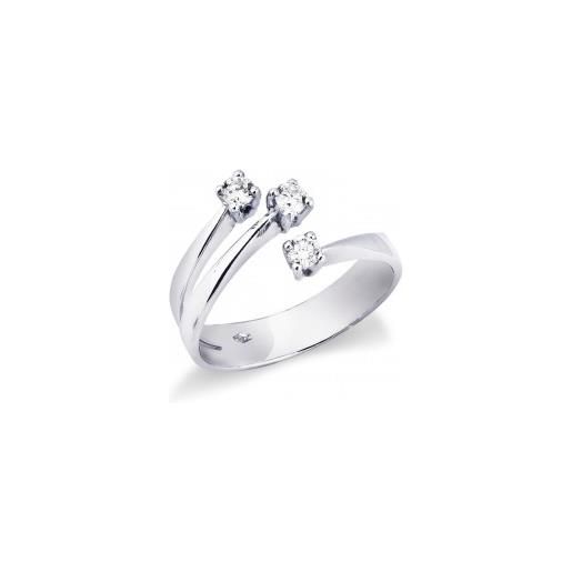 Gioielli di Valenza anello trilogy in oro bianco 18k a fasce incrociate con diamanti