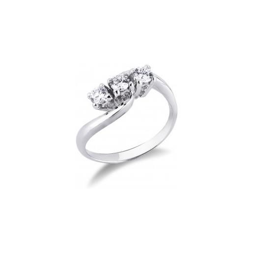 Gioielli di Valenza anello in oro bianco 18k trilogy contrariè con diamanti