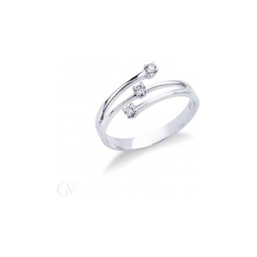 Gioielli di Valenza anello trilogy in oro bianco 18k con diamanti ct. 0,10