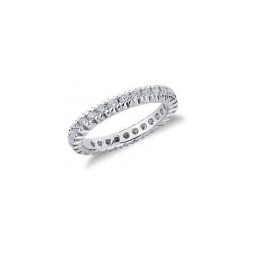 Gioielli di Valenza anello eternity a griffe in oro bianco 18k con diamanti da 0,03 ct