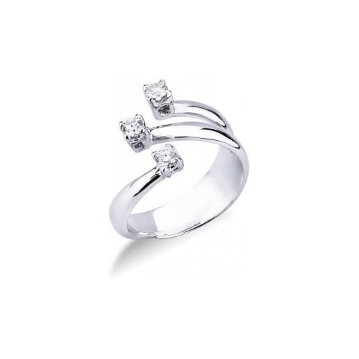 Gioielli di Valenza anello trilogy in oro bianco 18k con diamanti ct. 0,35