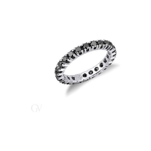 Gioielli di Valenza anello modello eternity in oro bianco 18k con diamanti neri