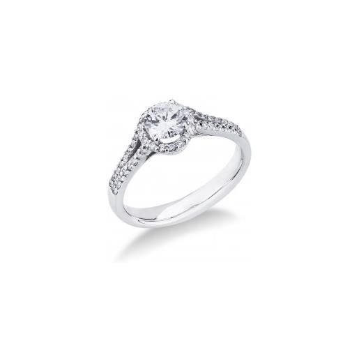 Gioielli di Valenza anello modello solitario in oro bianco 18k con diamante centrale di 0.50 ct. 