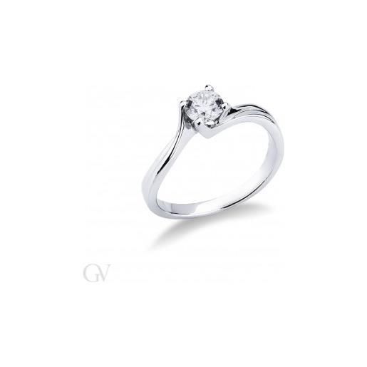 Gioielli di Valenza anello solitario in oro bianco 18k con diamante ct. 0,50