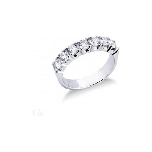 Gioielli di Valenza anello veretta a 7 pietre in oro bianco 18k con diamanti ct. 1,30