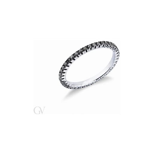 Gioielli di Valenza anello eternity in oro bianco 18k con diamanti neri