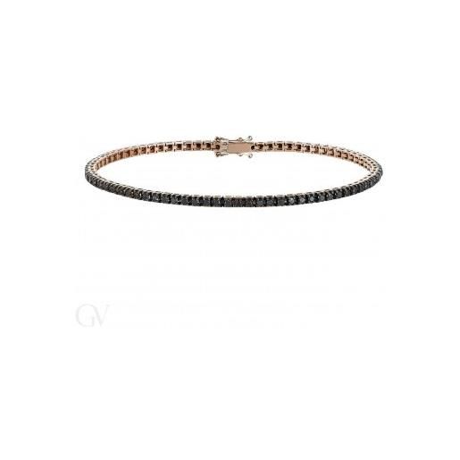 Gioielli di Valenza bracciale tennis in oro rosa 18k con diamanti neri