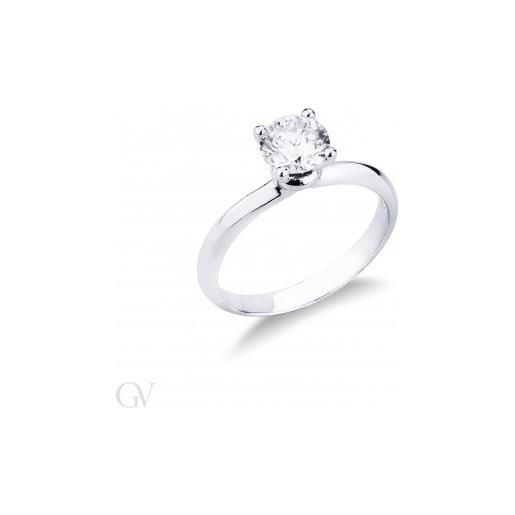 Gioielli di Valenza anello solitario in oro bianco 18k con diamante da 0.90 ct. 