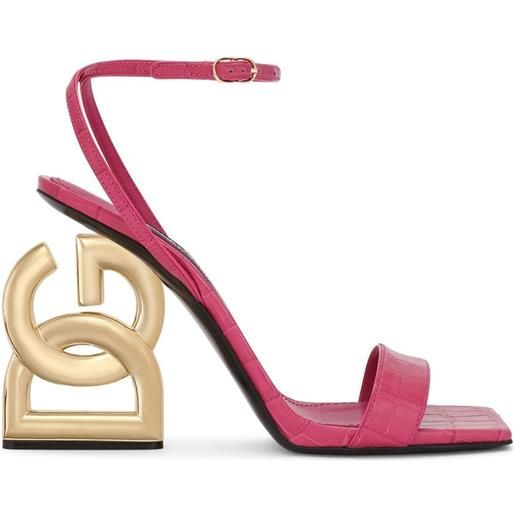 Dolce & Gabbana sandali 3.5 effetto coccodrillo goffrato 105mm - rosa