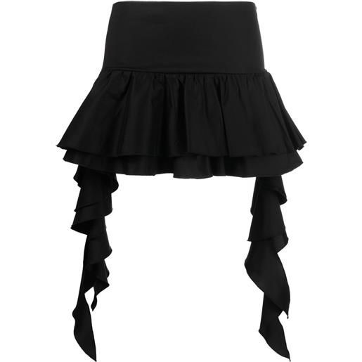 Blumarine minigonna drappeggiata con balza - nero
