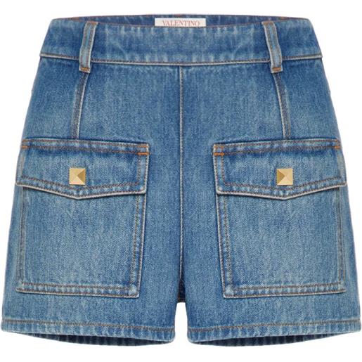 Valentino Garavani shorts denim vlogo - blu