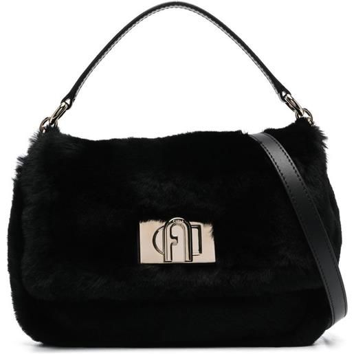 Furla borsa tote con placca logo - nero