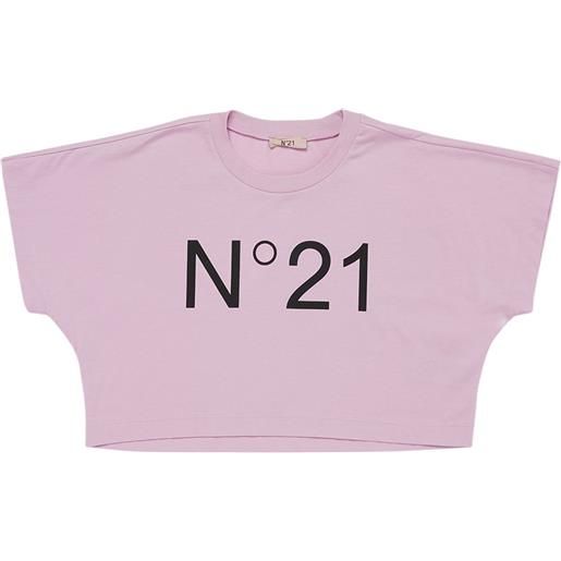 N°21 t-shirt cropped in jersey con logo