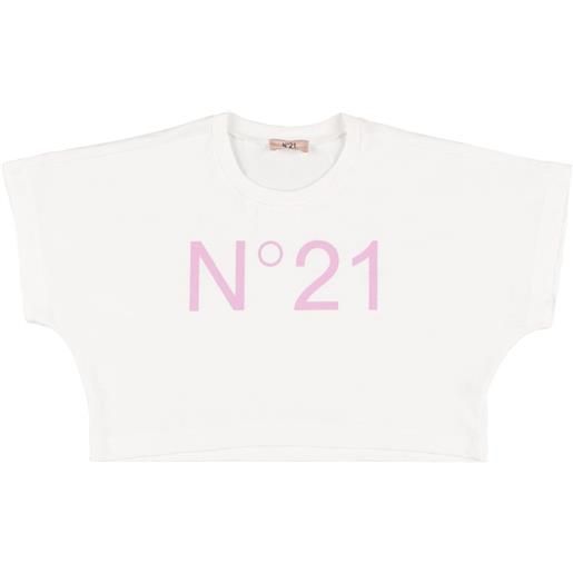 N°21 t-shirt cropped in jersey con logo