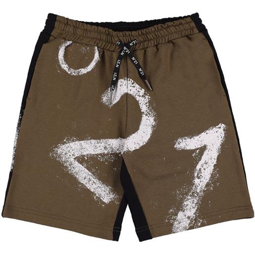 N°21 shorts in cotone bicolor con logo