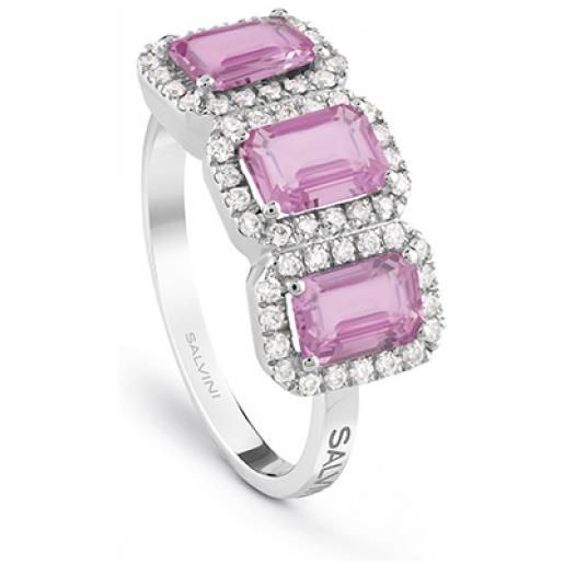 Salvini anello sorrento in oro bianco con diamanti e zaffiri rosa
