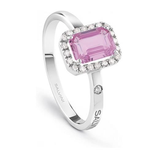 Salvini anello sorrento in oro bianco con diamanti e zaffiro rosa