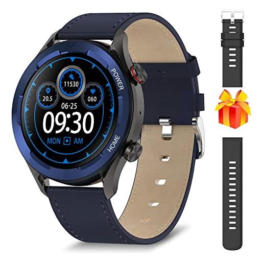 BRIBEJAT bt2 orologio smartwatch uomo con chiamate bluetooth, orologio fitness uomo impermeabil ip68,28 modalità orologio sportivo contapassi cardiofrequenzimetro sonno 1gb archiviazione musica, blu