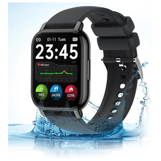 Goodatech smart watch per uomini e donne, smartwatch per chiamate telefoniche (make & risposta), fitness tracker, notifica , musicale, monitor sanitario, compatibile con telefoni android ios
