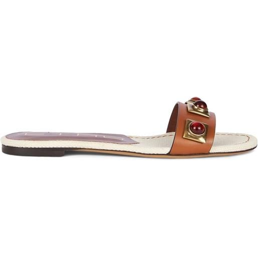 ETRO sandali slides con borchie - marrone