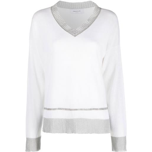 Fabiana Filippi maglione con scollo a v - bianco