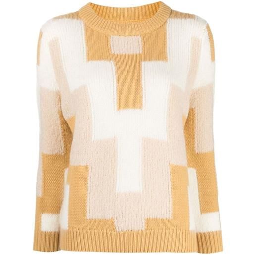 Onefifteen maglione con inserto geometrico - giallo