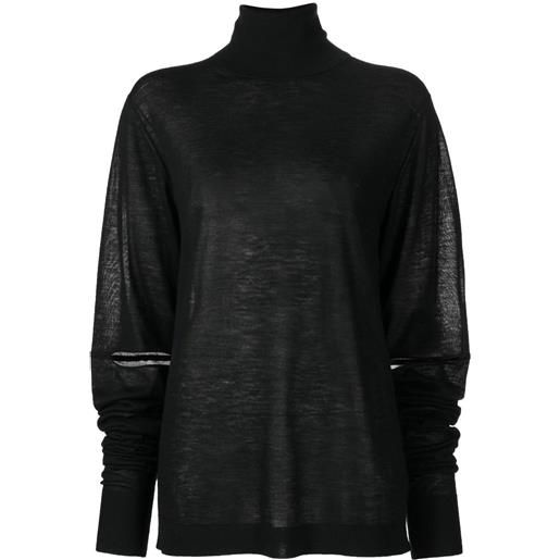 Helmut Lang maglione a collo alto con spacchi - nero