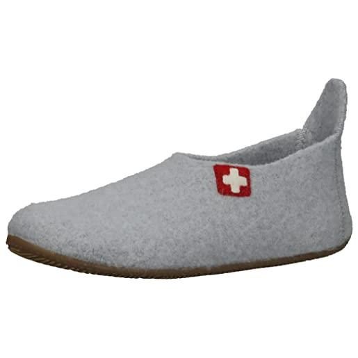 Living Kitzbühel pantofole con croce svizzera, ciabatte, grigio chiaro, 25 eu