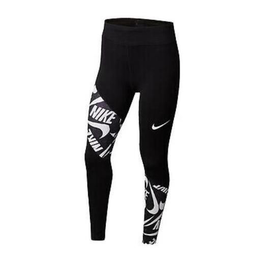 Nike junior dri-fit sport ess swoos black leggings lycra nero junior bimb