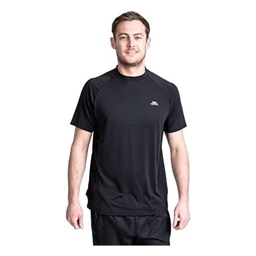 Trespass cacama, t-shirt elasticizzata ad asciugatura rapida con tasca per chiavi uomo, nero, xxs
